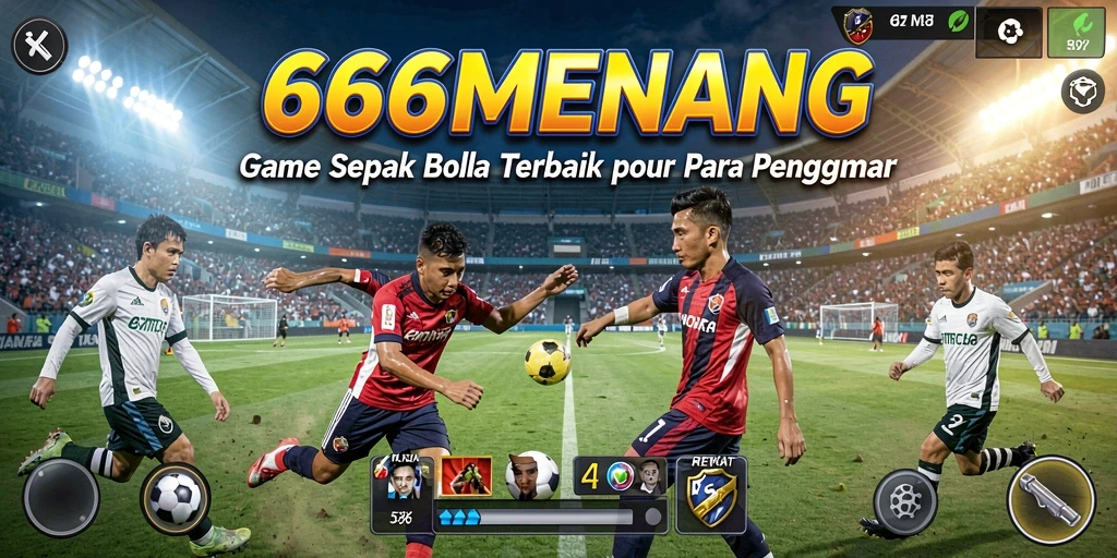 Screenshot gameplay dari 666MENANG menampilkan aksi seru pertandingan sepak bola.