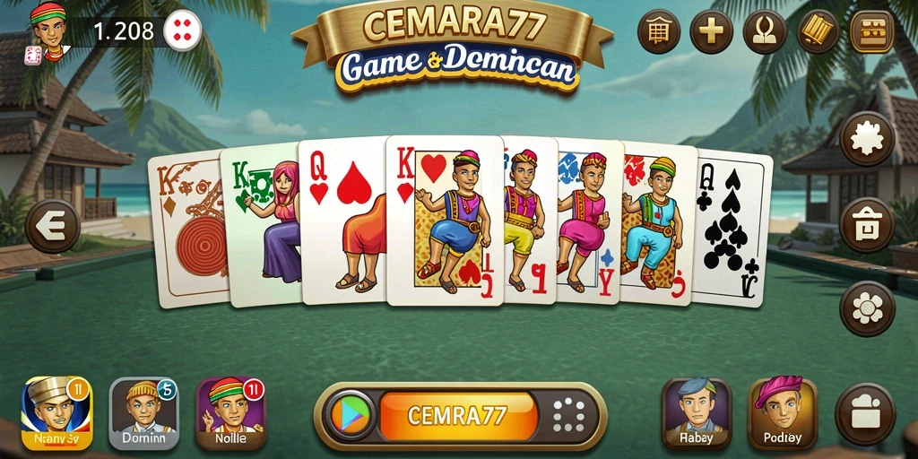 Screenshot gameplay CEMARA77 yang menampilkan keseruan bermain Domino.