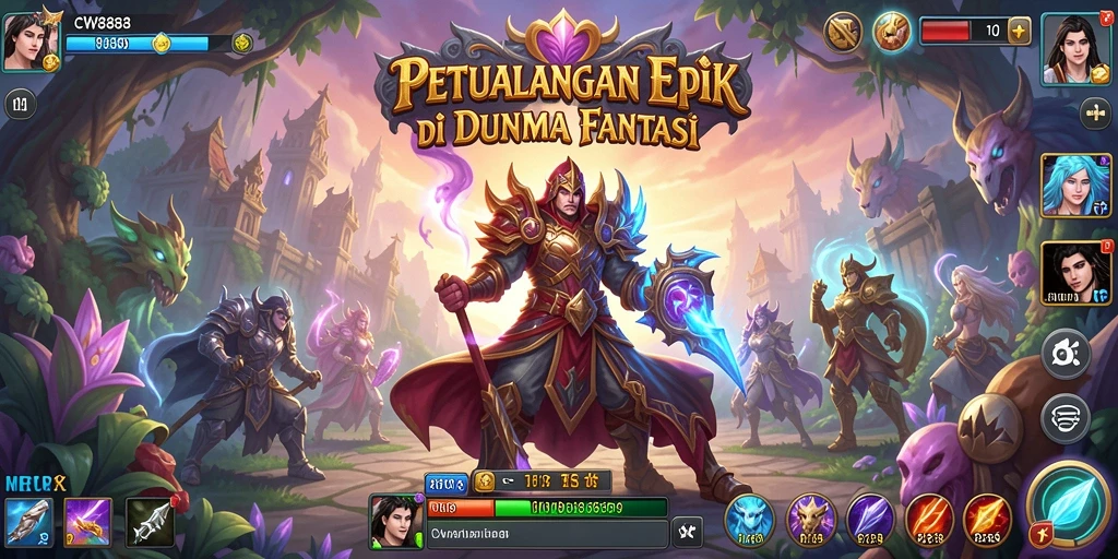 Screenshot gameplay CW8888 menampilkan pertarungan epik dan karakter yang kuat.