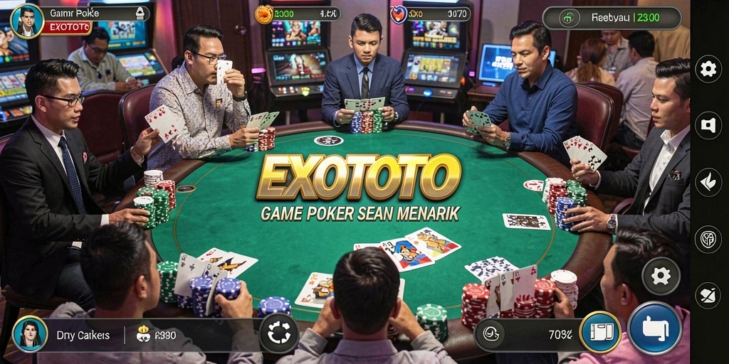 Tampilan gameplay seru di EXOTOTO saat bermain Poker.