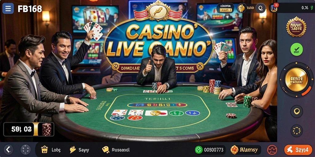 Tampilan permainan Live Casino yang mendebarkan di FB168.