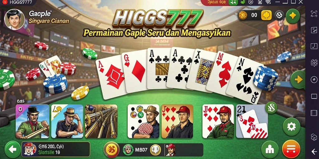 Tampilan gameplay HIGGS777 menunjukkan keseruan permainan Gaple.