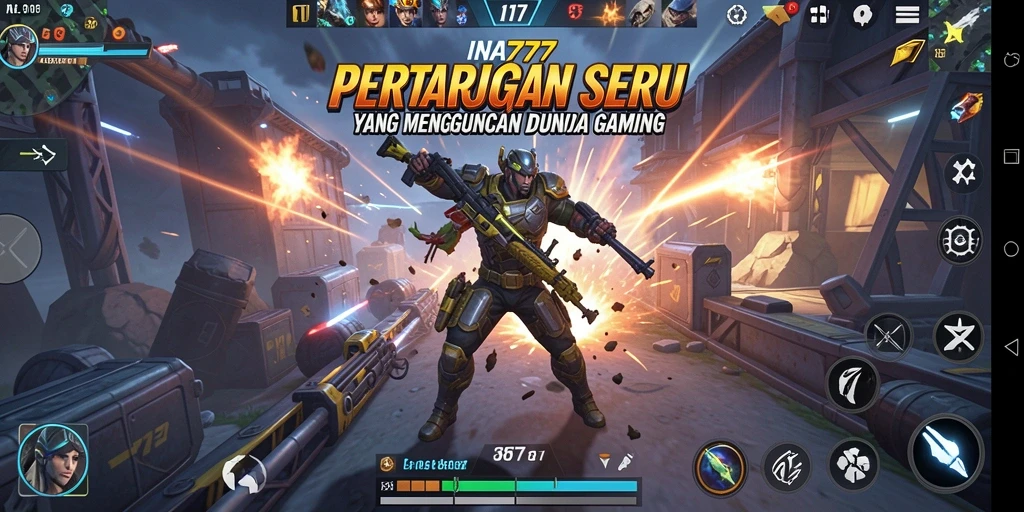 Screenshot dari gameplay pertarungan yang intens di INA777.