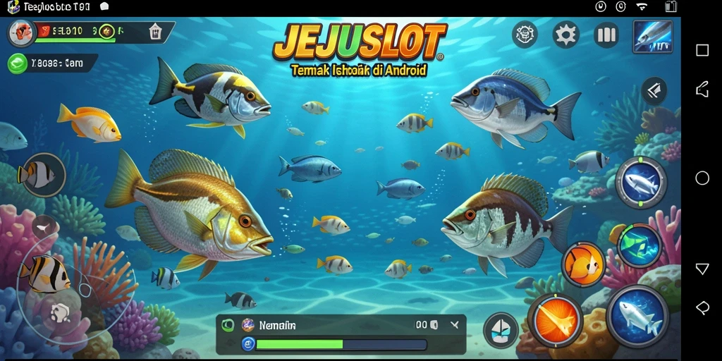 Screenshot JEJUSLOT menampilkan aksi seru berburu ikan di lautan.