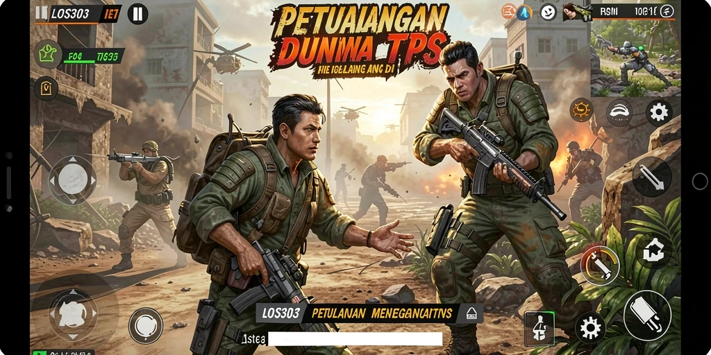 Menampilkan aksi pertarungan intens dalam game TPS LOS303.