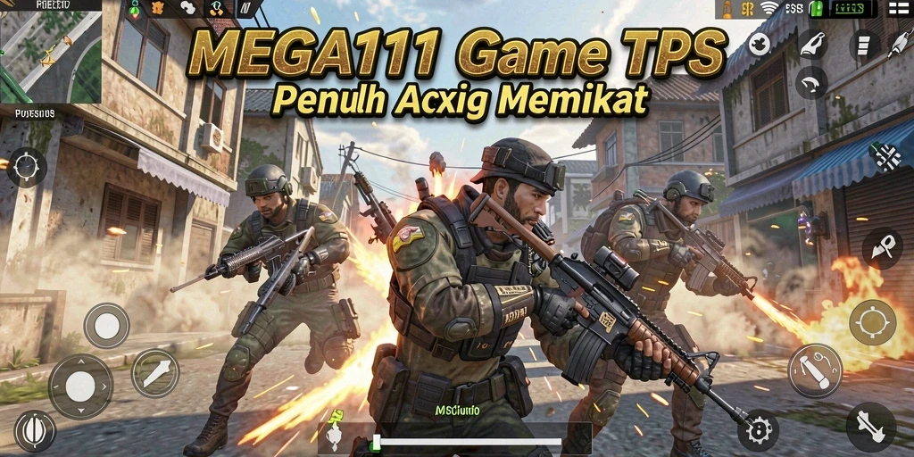 Tangkapan layar gameplay MEGA111 mendemonstrasikan aksi TPS yang intens.