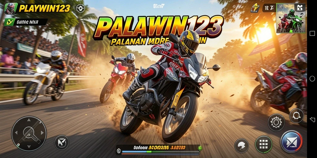 Screenshot dari gameplay seru di PLAYWIN123, balapan motor yang mendebarkan.