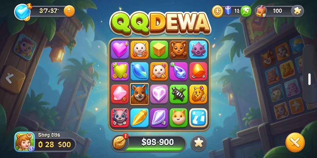 Tampilan gameplay seru di QQDEWA, penuhi tantangan Match-3.