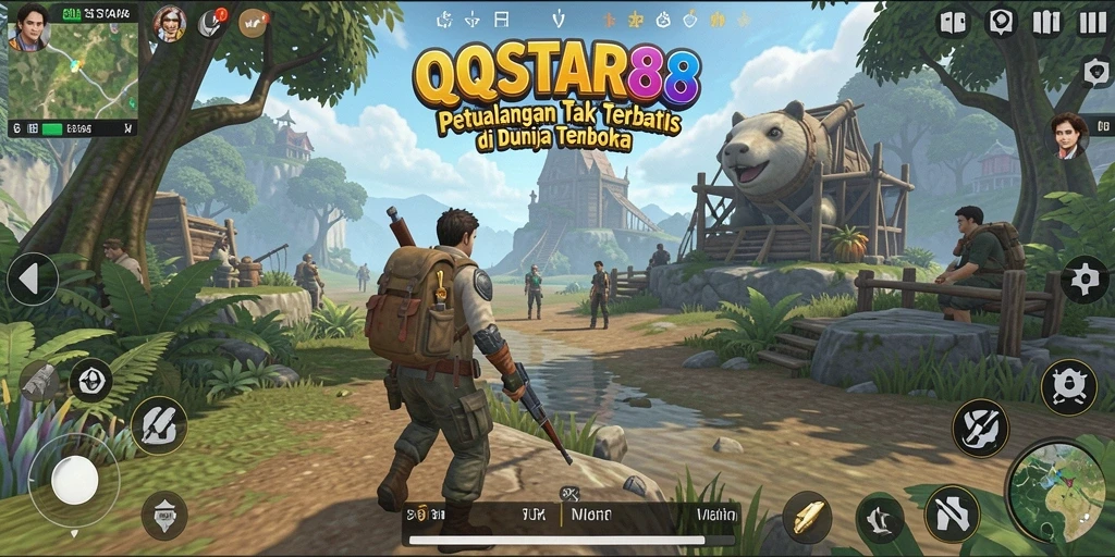 Screenshot gameplay QQSTAR88 menampilkan petualangan seru di dunia terbuka.
