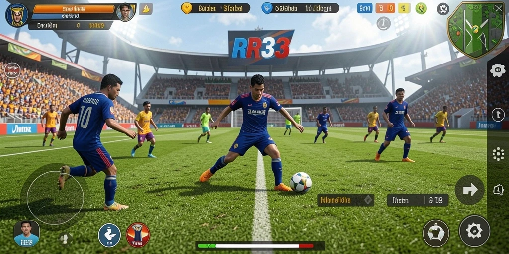 Tampilan gameplay seru dalam permainan sepak bola RR33.