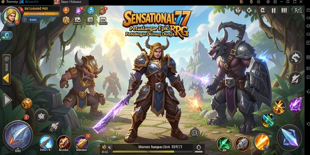 Screenshot SENSATIONAL77 menampilkan karakter dalam pertempuran yang menegangkan.