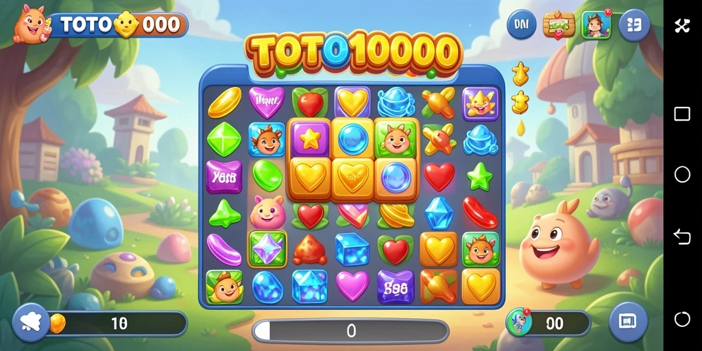 Tampilan gameplay seru dalam game Match-3 TOTO1000.