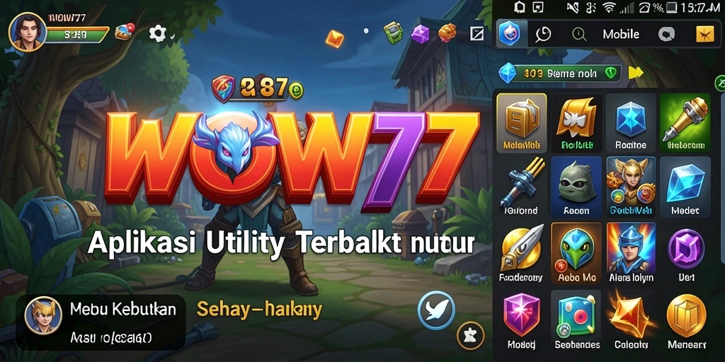 Tampilan utama WOW77 yang menampilkan fitur aplikasi Utility.